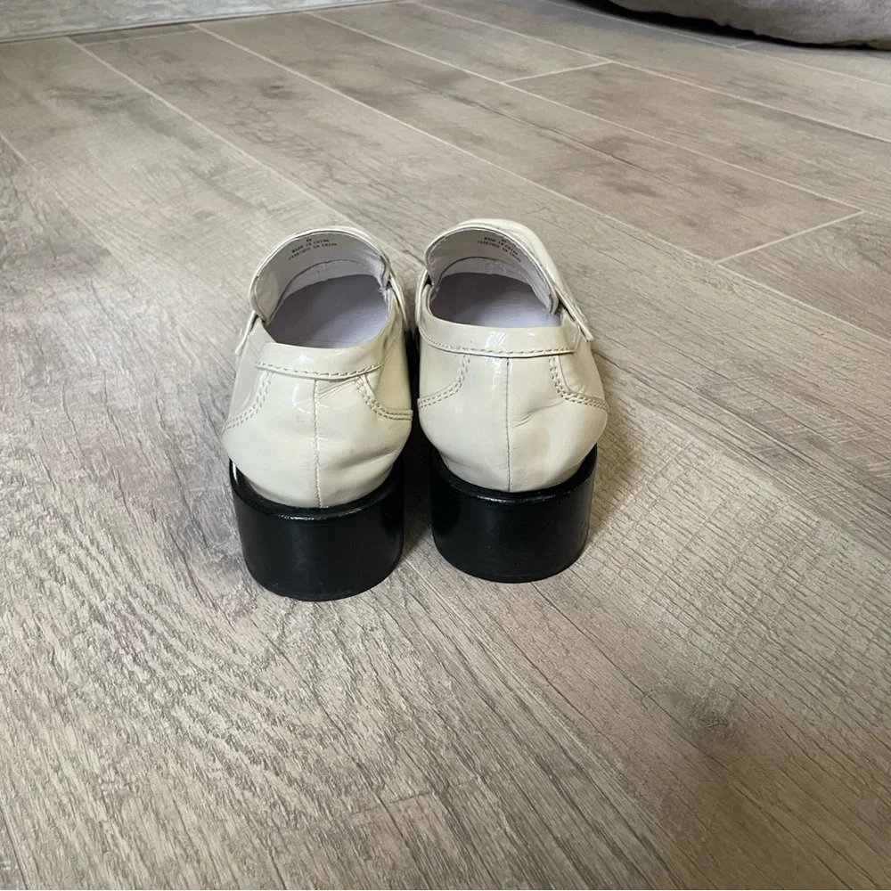 JEFFREY CAMPBELL Sorbonne Penny Loafer Ivory Crinkle Patent 8